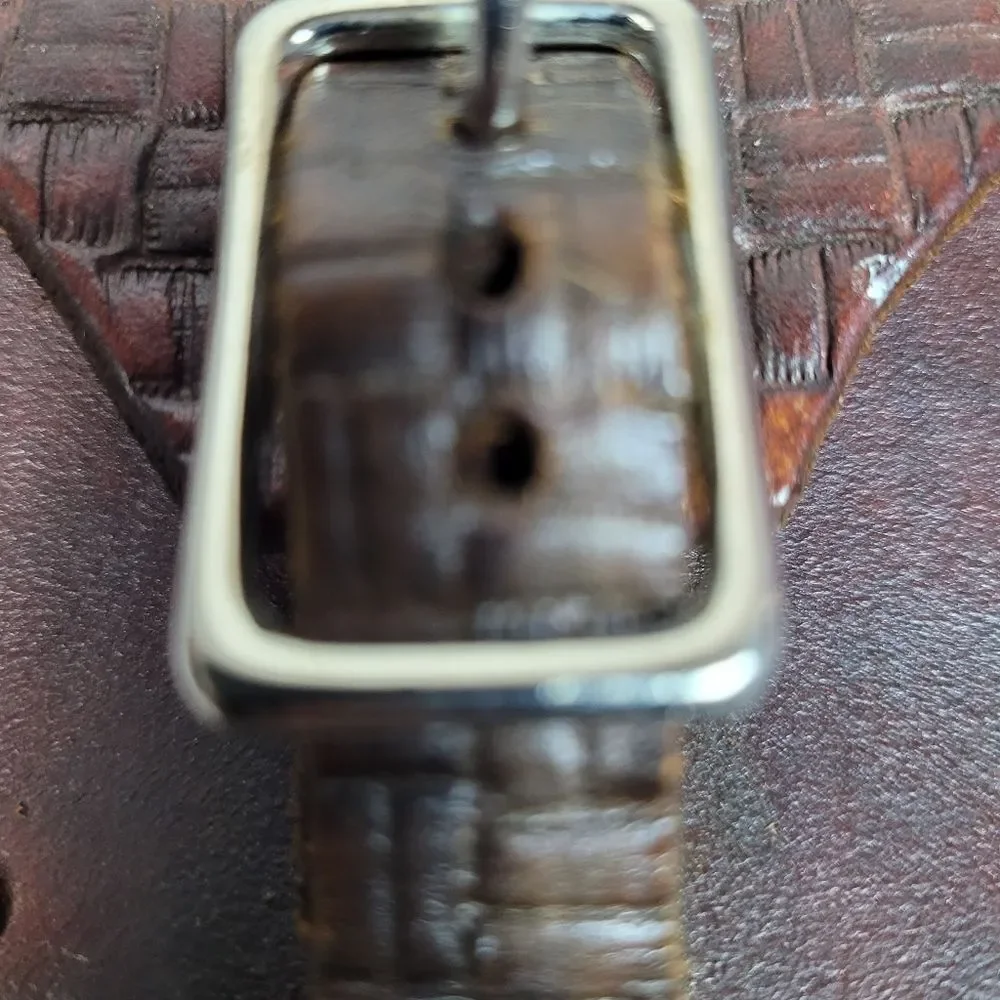 Vtg 80's Cowboy  Holder Pouch Brown Leather Handmade Buckle Western Wallet